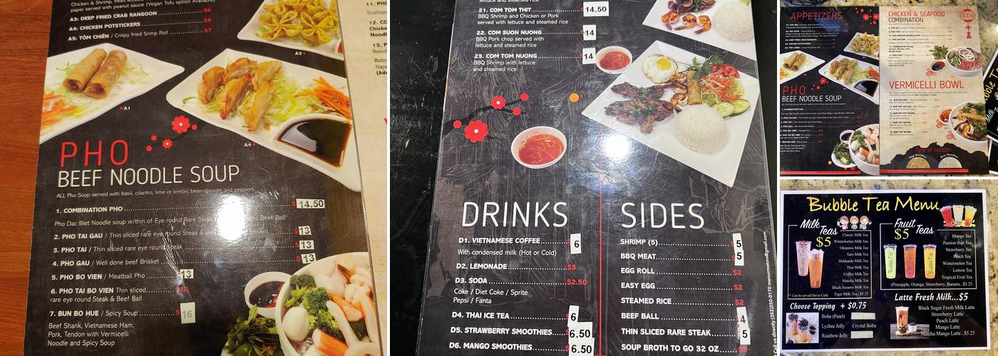 AK Pho & Boba Tea Menu