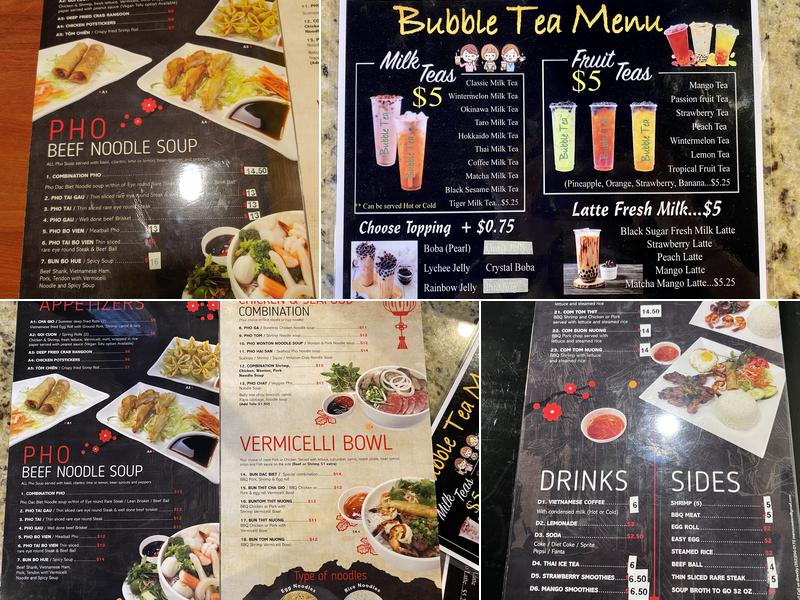 AK Pho & Boba Tea Menu