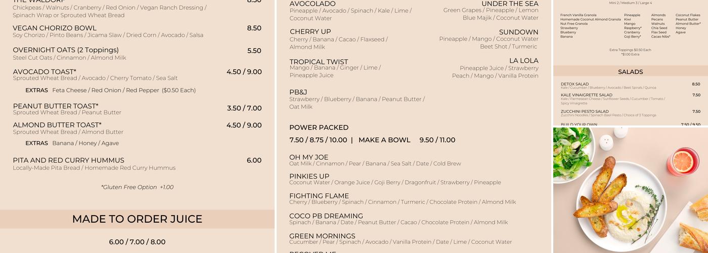 Oh My Juice - Woodway Menu