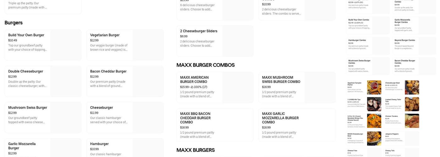 Burger Max Menu