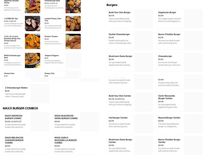 Burger Max Menu