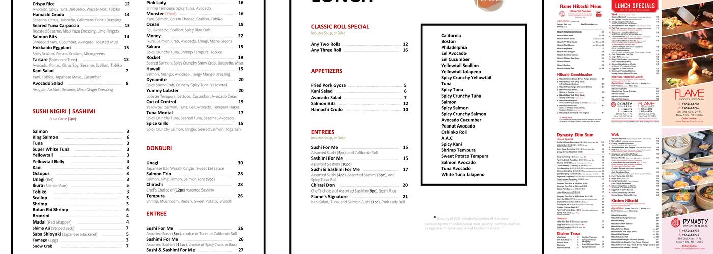 Flame Hibachi Menu