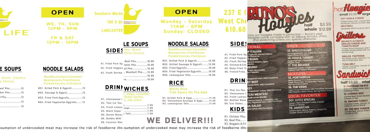 Noodle King SML Menu