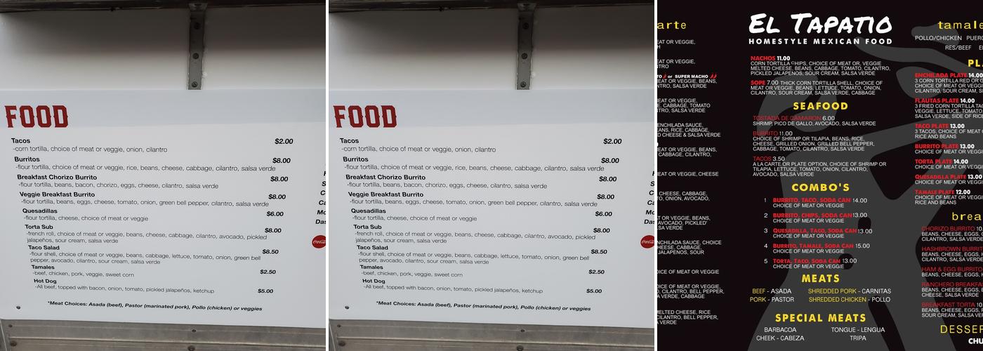 El Tapatio NW Menu