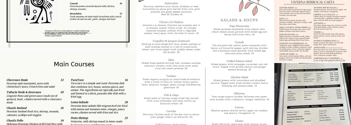 Taverna Berrocal Menu