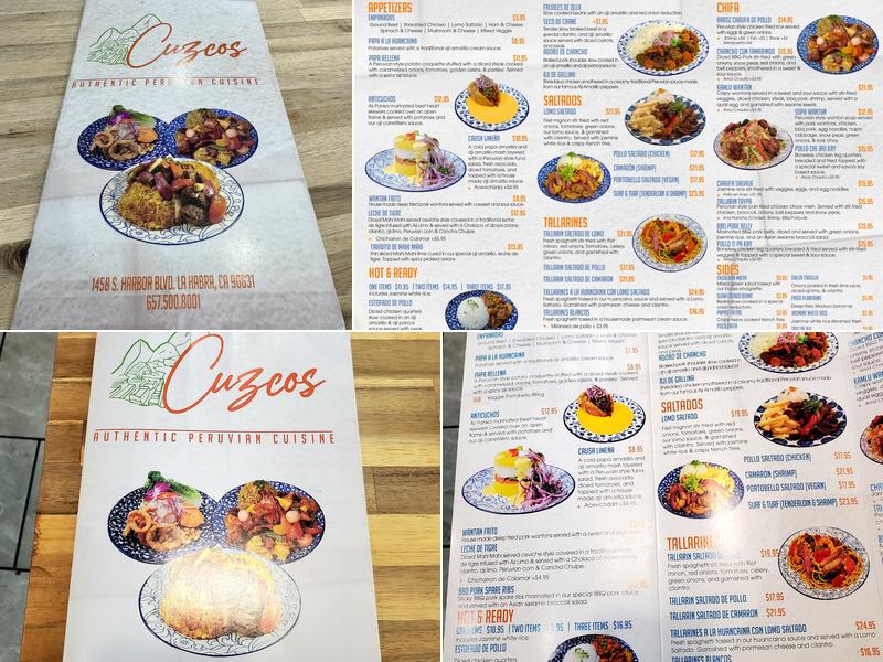 Cuzco's Peruvian Restaurant Menu