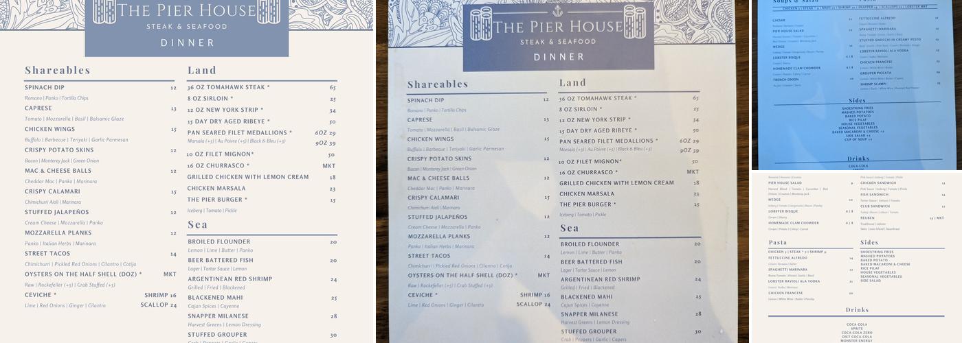 The Pier House - Steak & Seafood Menu
