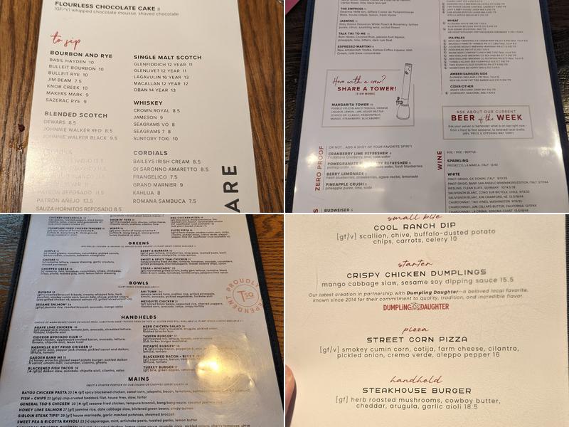 Tavern in The Square Menu