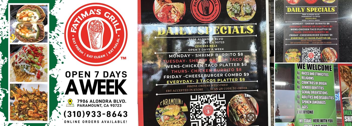 Fatima's Grill - Paramount Menu