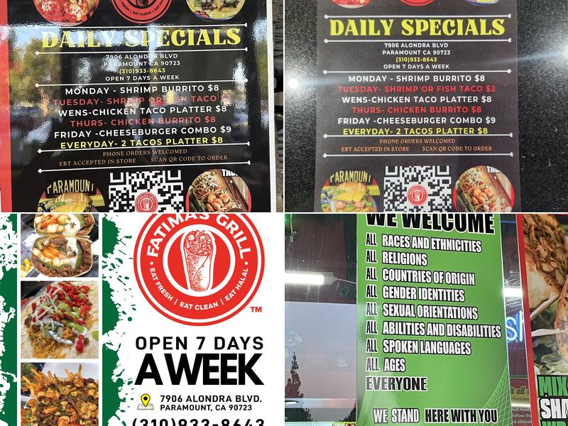 Fatima's Grill - Paramount Menu