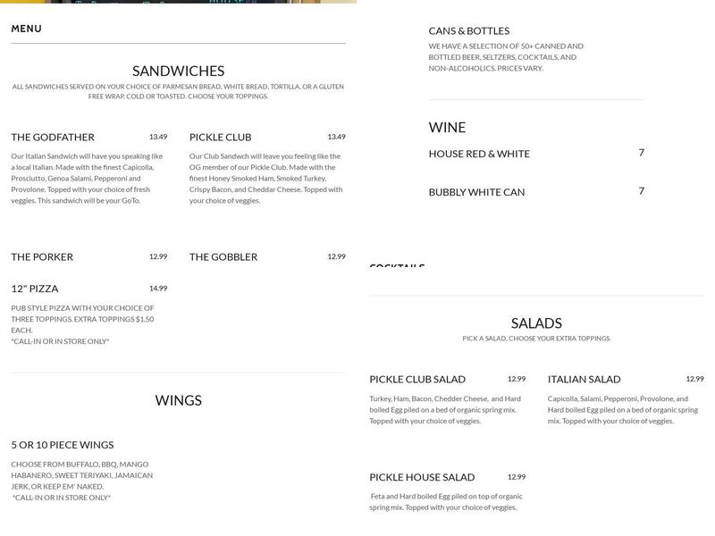 Poncha Pub Menu
