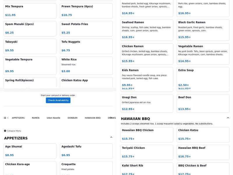 Ramen Q Hawaiian BBQ Menu