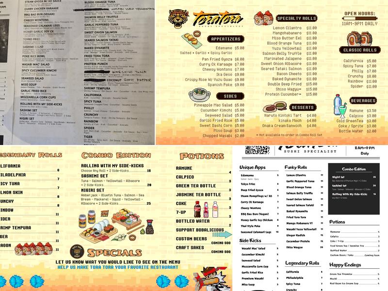 Tora Tora Sushi Menu