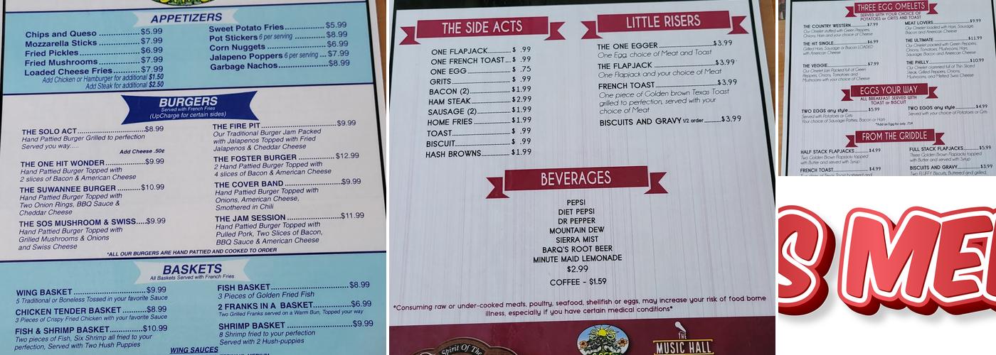 SOS Cafe Menu