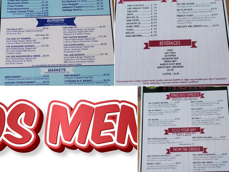 SOS Cafe Menu