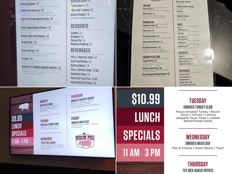 Neon Pig Menu