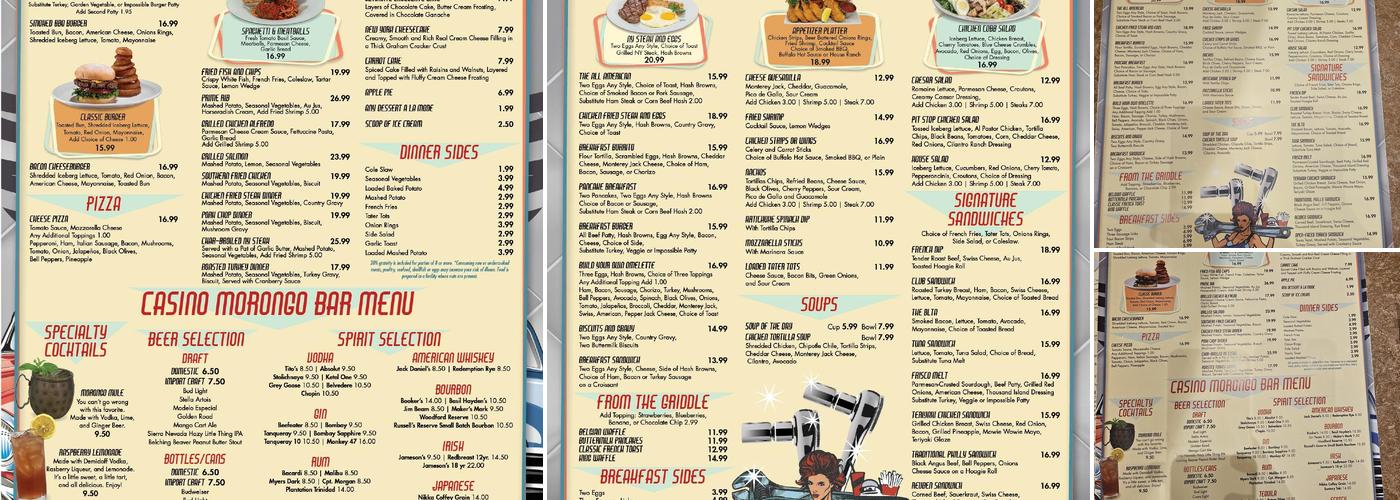Pit Stop Diner Menu