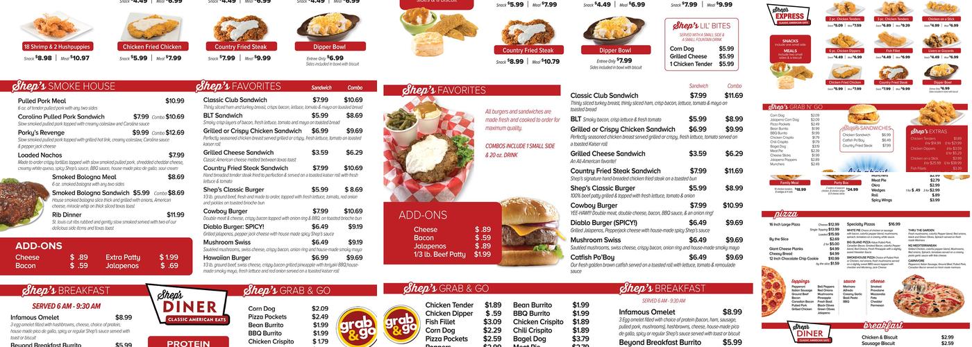 Shepherd's Menu