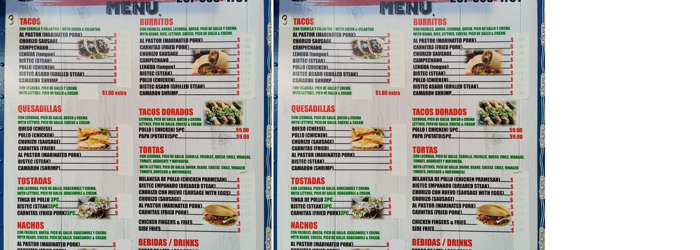 Tacos La Charreada Menu