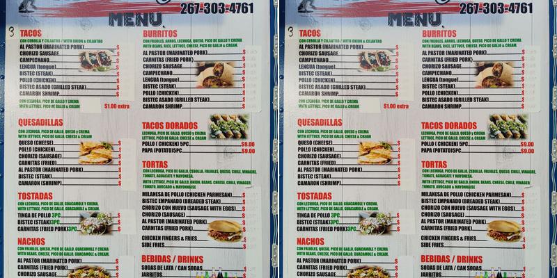 Tacos La Charreada Menu