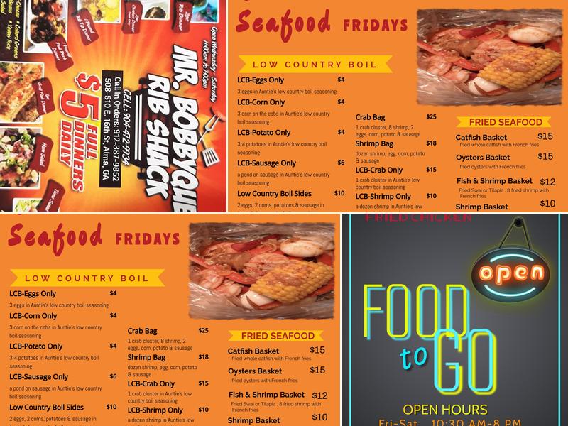 Aunt Fannie's Fried Chicken Menu