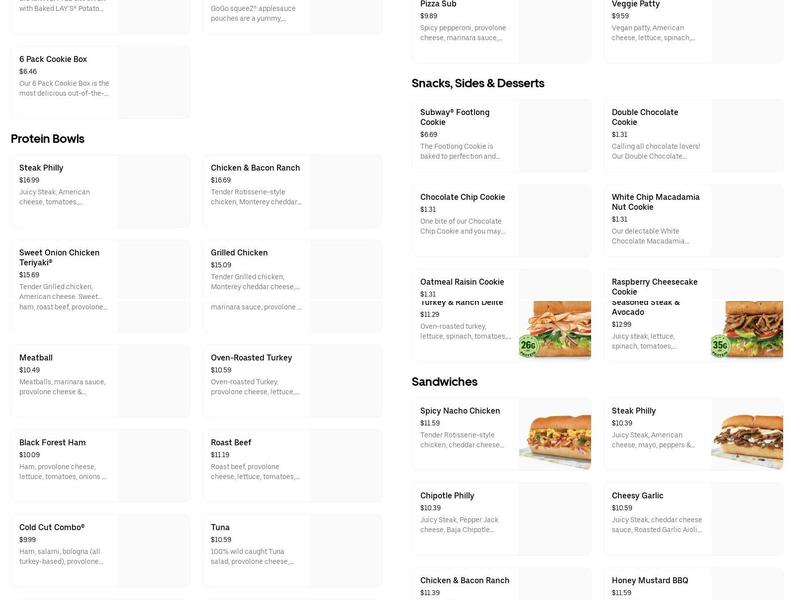 Explore nutrition Menu