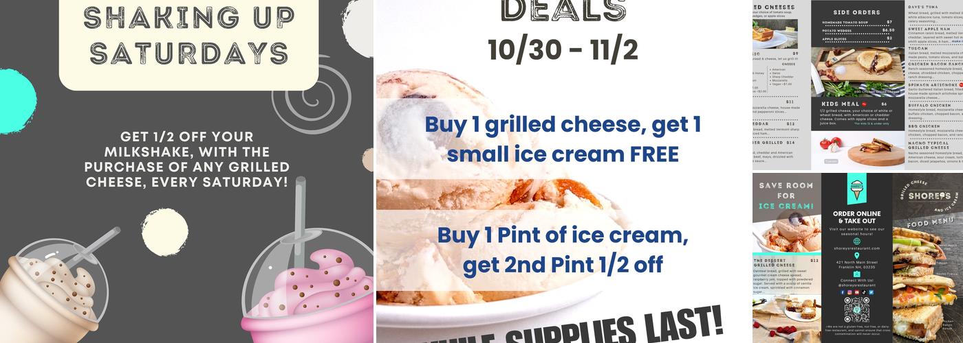 Shorey's Grilled Cheese & Ice Cream Menu