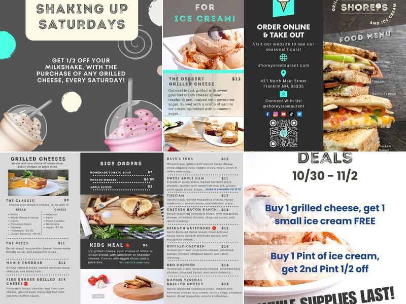 Shorey's Grilled Cheese & Ice Cream Menu