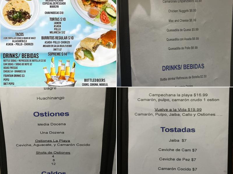 La playa restaurant Menu