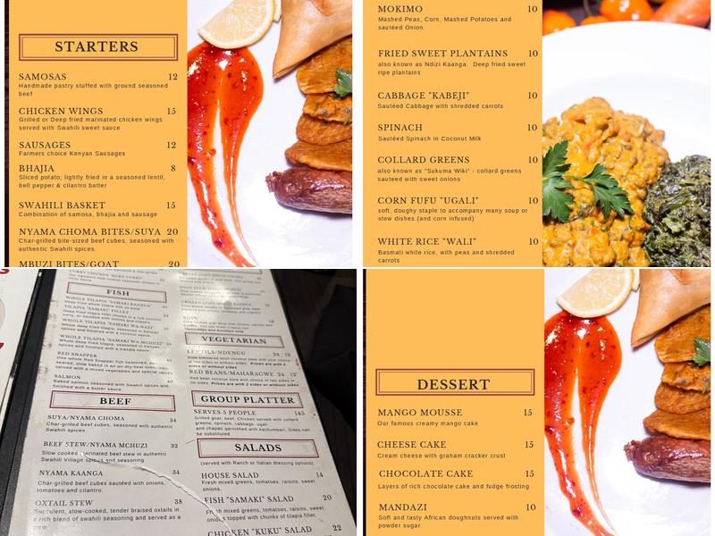 Swahili Village Newark Menu