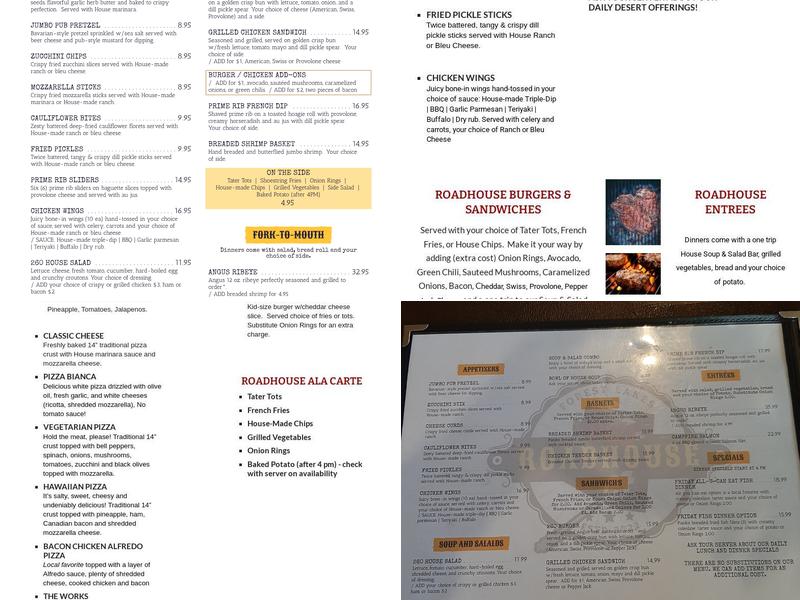 260 Roadhouse Menu