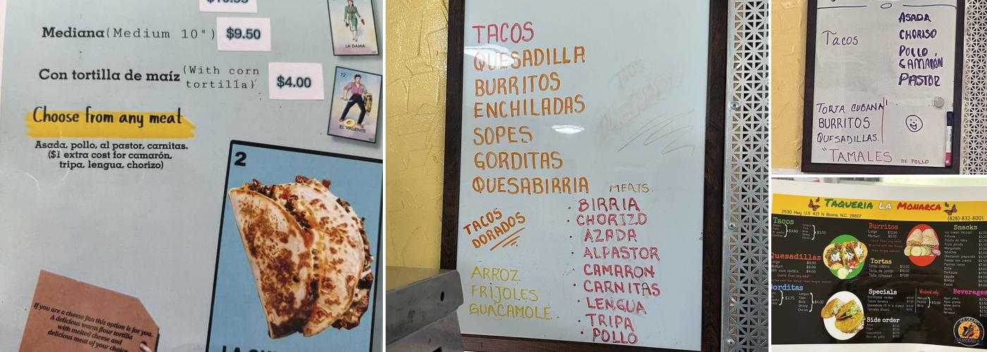 Taqueria La Monarca Menu