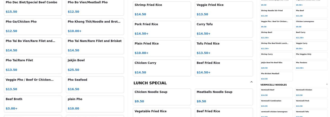 JakJin Bistro Pho & More Menu