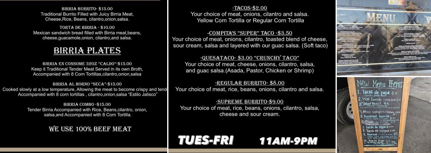 Tacos El Compita Menu