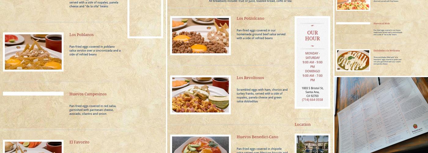 Potzolcano Menu