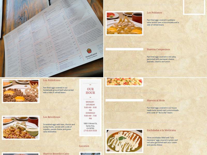 Potzolcano Menu