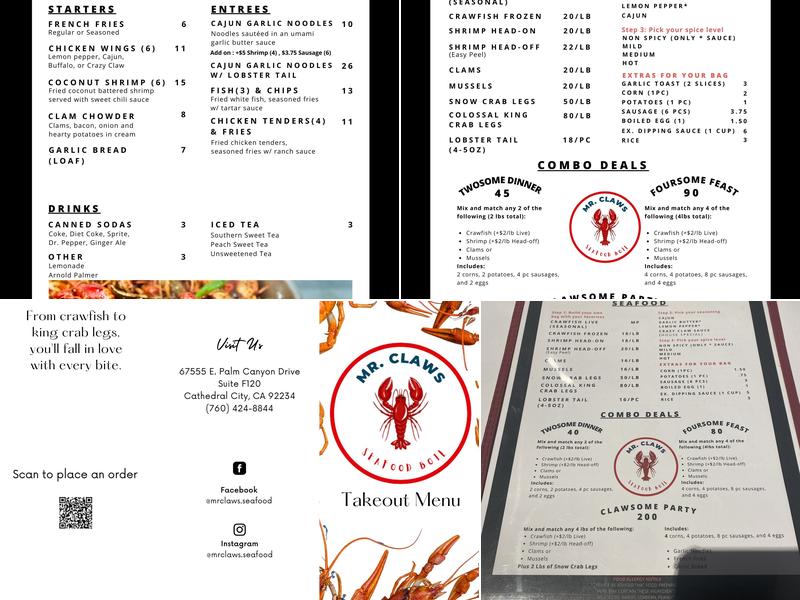 Mr. Claws Menu