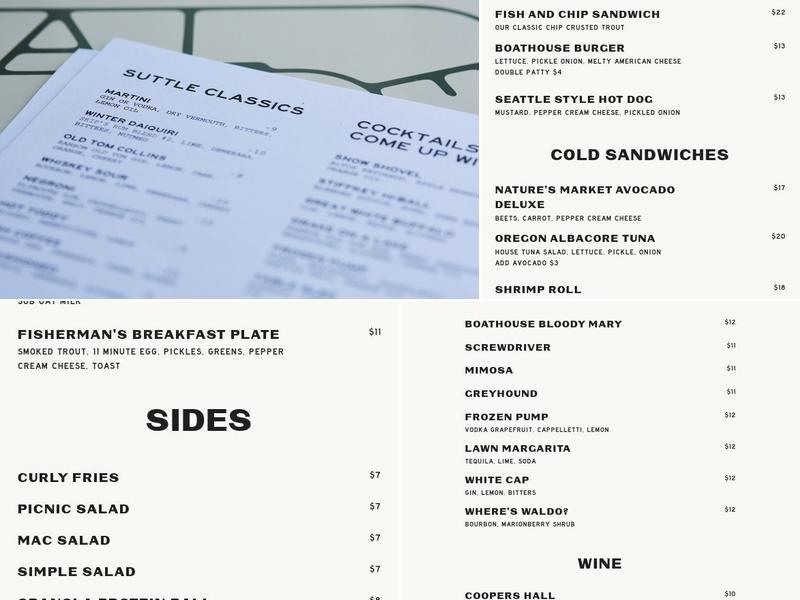 Skip Bar at the Suttle Lodge Menu