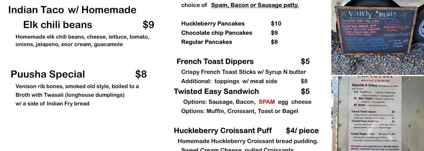 Twisted Teepee Menu