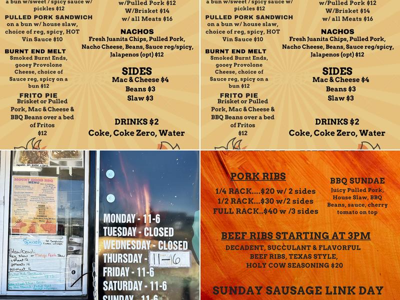 Mount Hood BBQ Menu