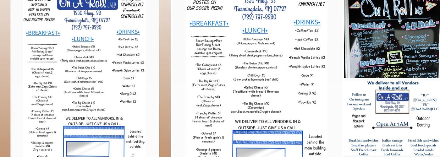 On A Roll NJ Menu