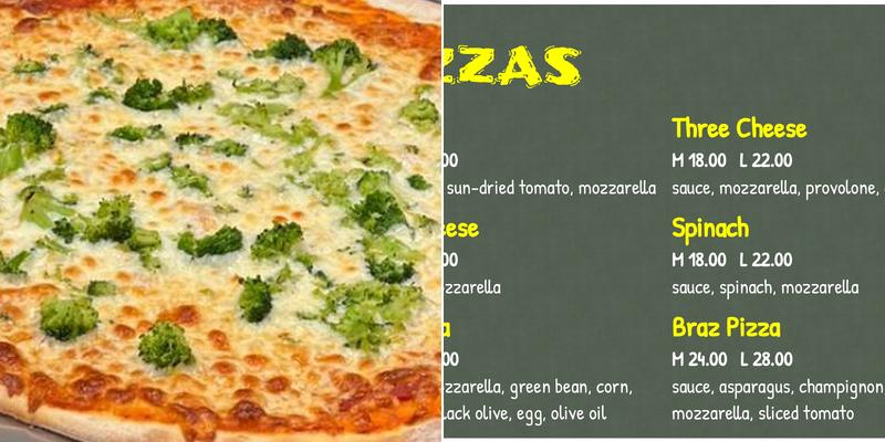 BRAZ PIZZA Menu
