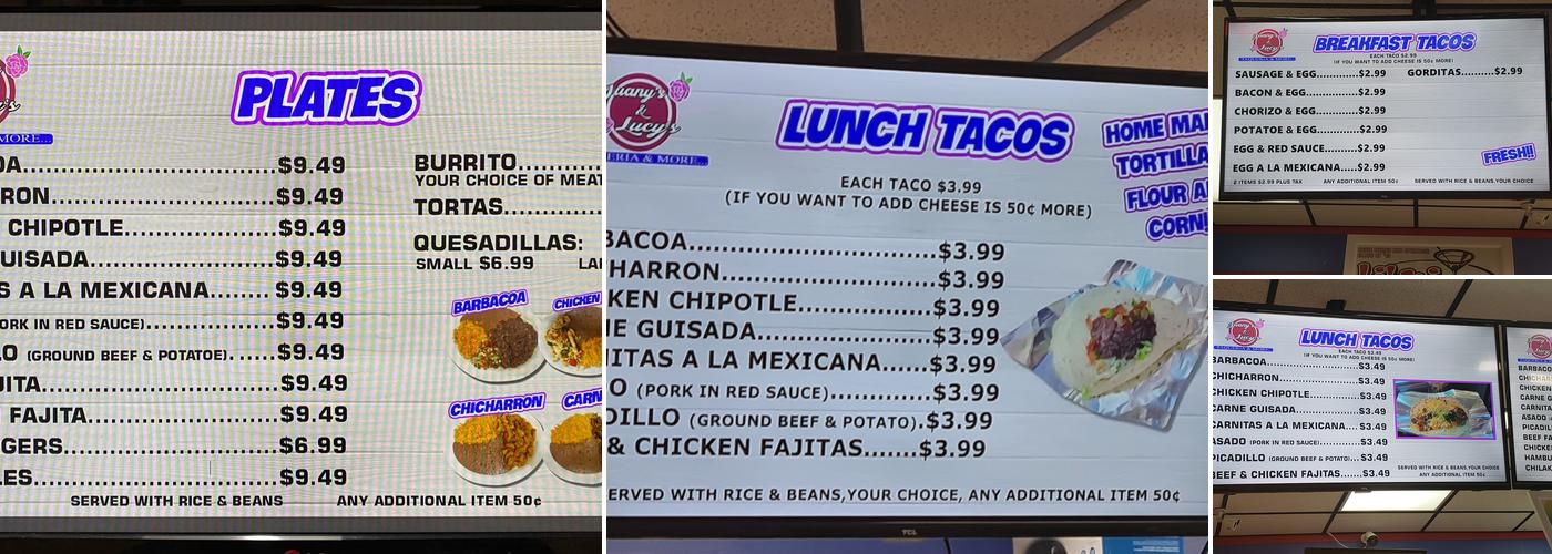 Juany’s & Lucy's Taqueria and More Menu