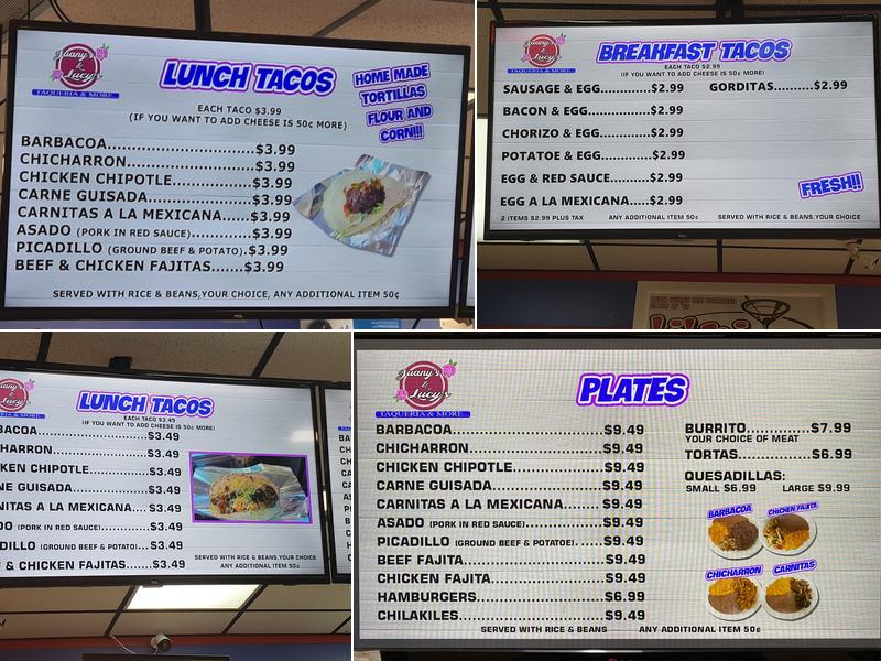 Juany’s & Lucy's Taqueria and More Menu
