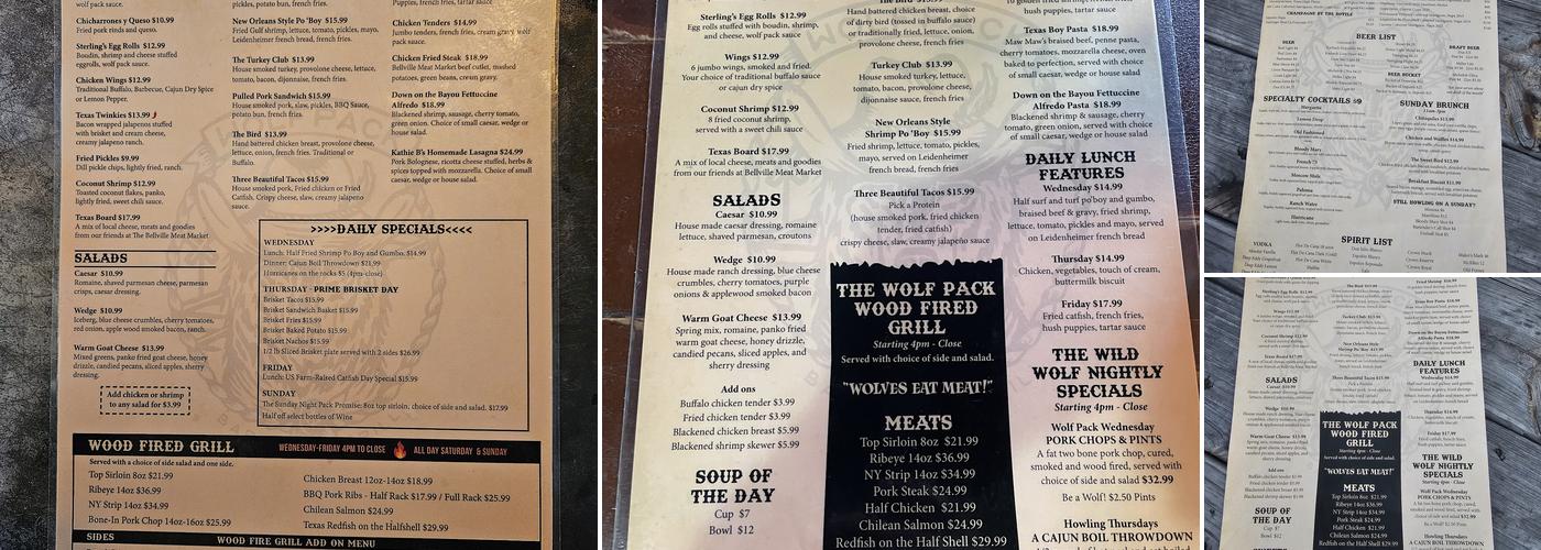Wolf Pack Menu