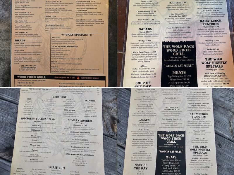 Wolf Pack Menu
