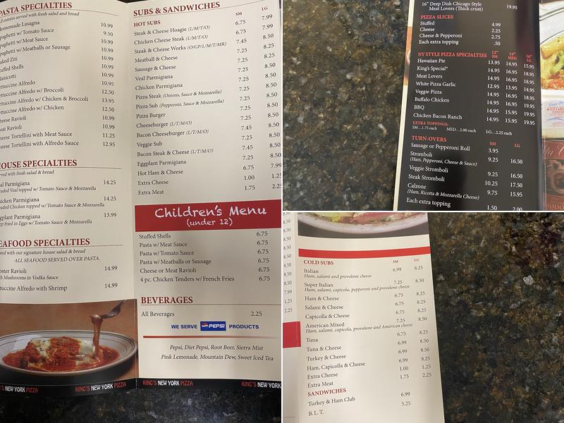 King's New York Pizza Menu