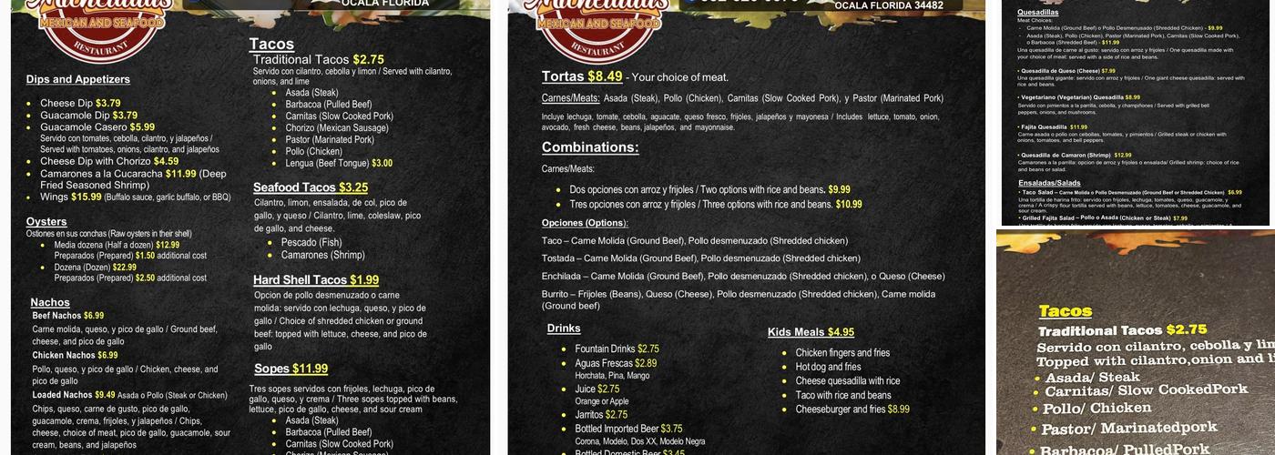 Las Micheladas mexican & seafood Menu