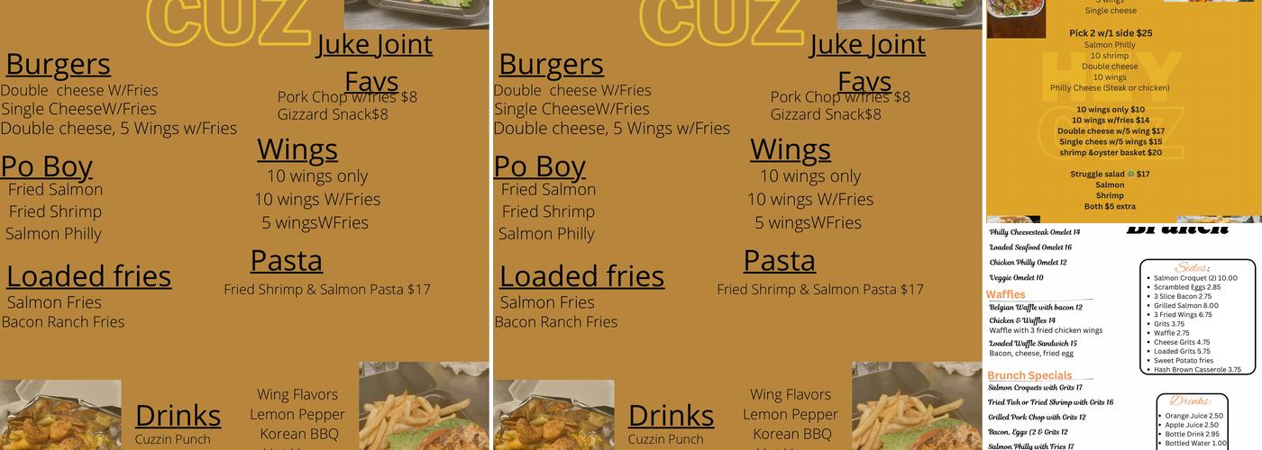 Hey Cuz Menu