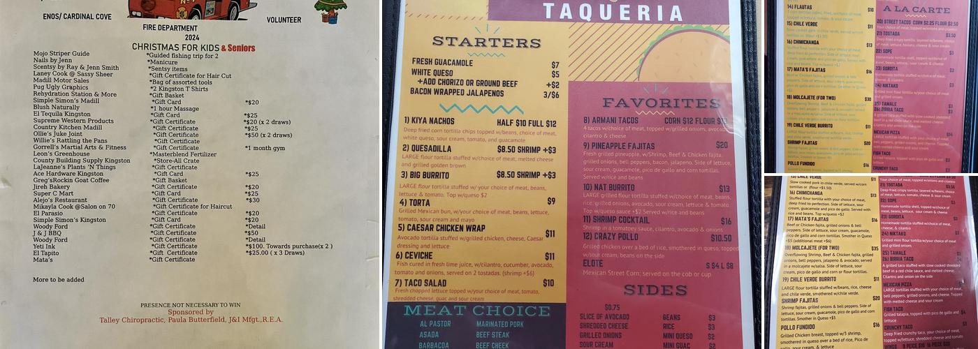 Matas Lunchbox Menu